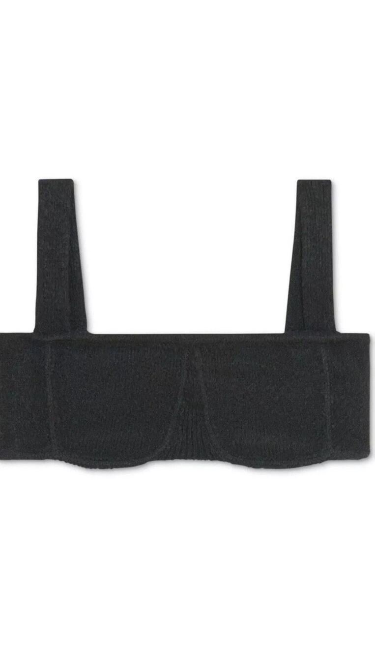 Medium  DANIELLE BERNSTEIN Women Black Sweater Bralette Bra Lingerie Top 16x4”